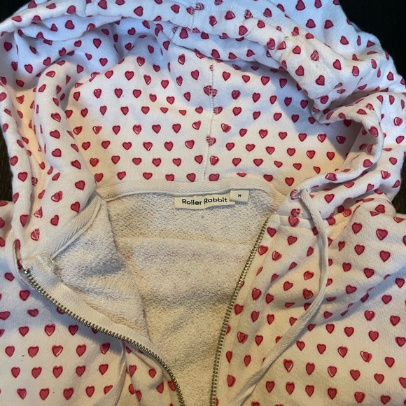 Roller rabbit heart zip up hoodie (size M) - Picture 3 of 3